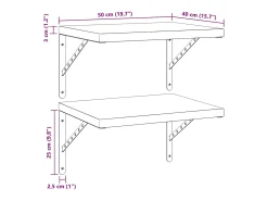 Prateleiras de parede 2 pcs 50x40 cm aço inoxidável prateado