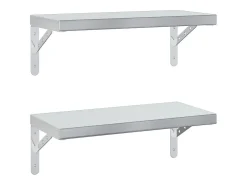 Prateleiras de parede 2 pcs 50x23,5 cm aço inoxidável prateado PT802138
