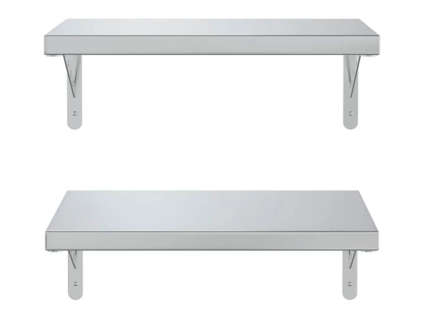 Prateleiras de parede 2 pcs 50x30 cm aço inoxidável prateado