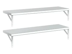 Prateleiras de parede 2 pcs 100x30 cm aço inoxidável prateado