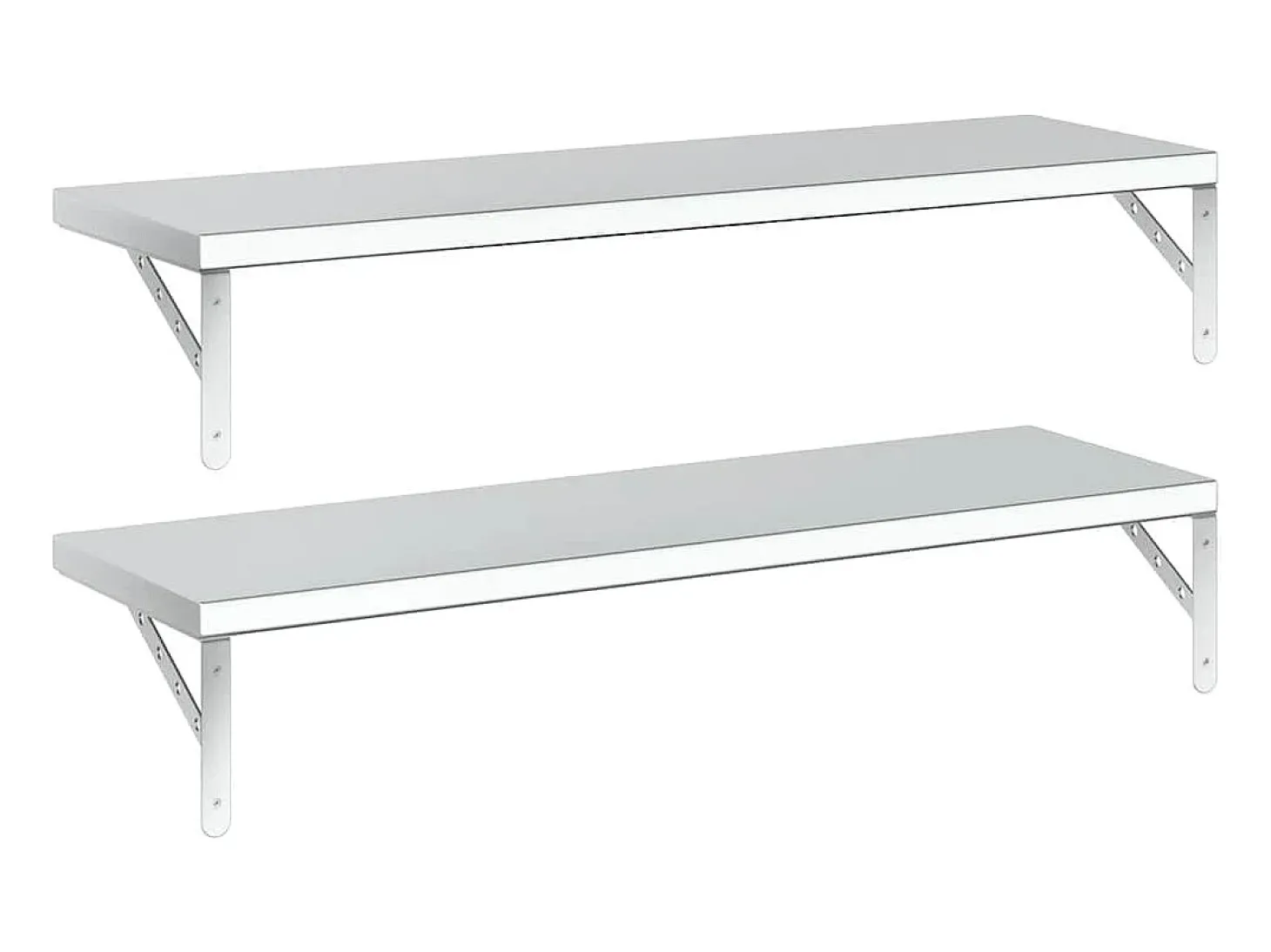 Prateleiras de parede 2 pcs 100x30 cm aço inoxidável prateado