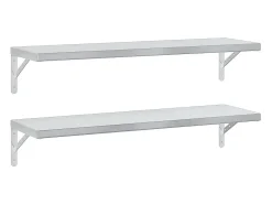 Prateleiras de parede 2 pcs 100x30 cm aço inoxidável prateado
