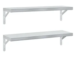 Prateleiras de parede 2 pcs 75x23,5 cm aço inoxidável prateado PT454341