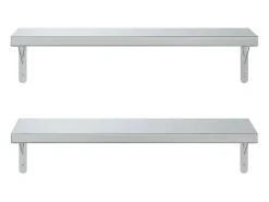 Prateleiras de parede 2 pcs 75x23,5 cm aço inoxidável prateado PT454341