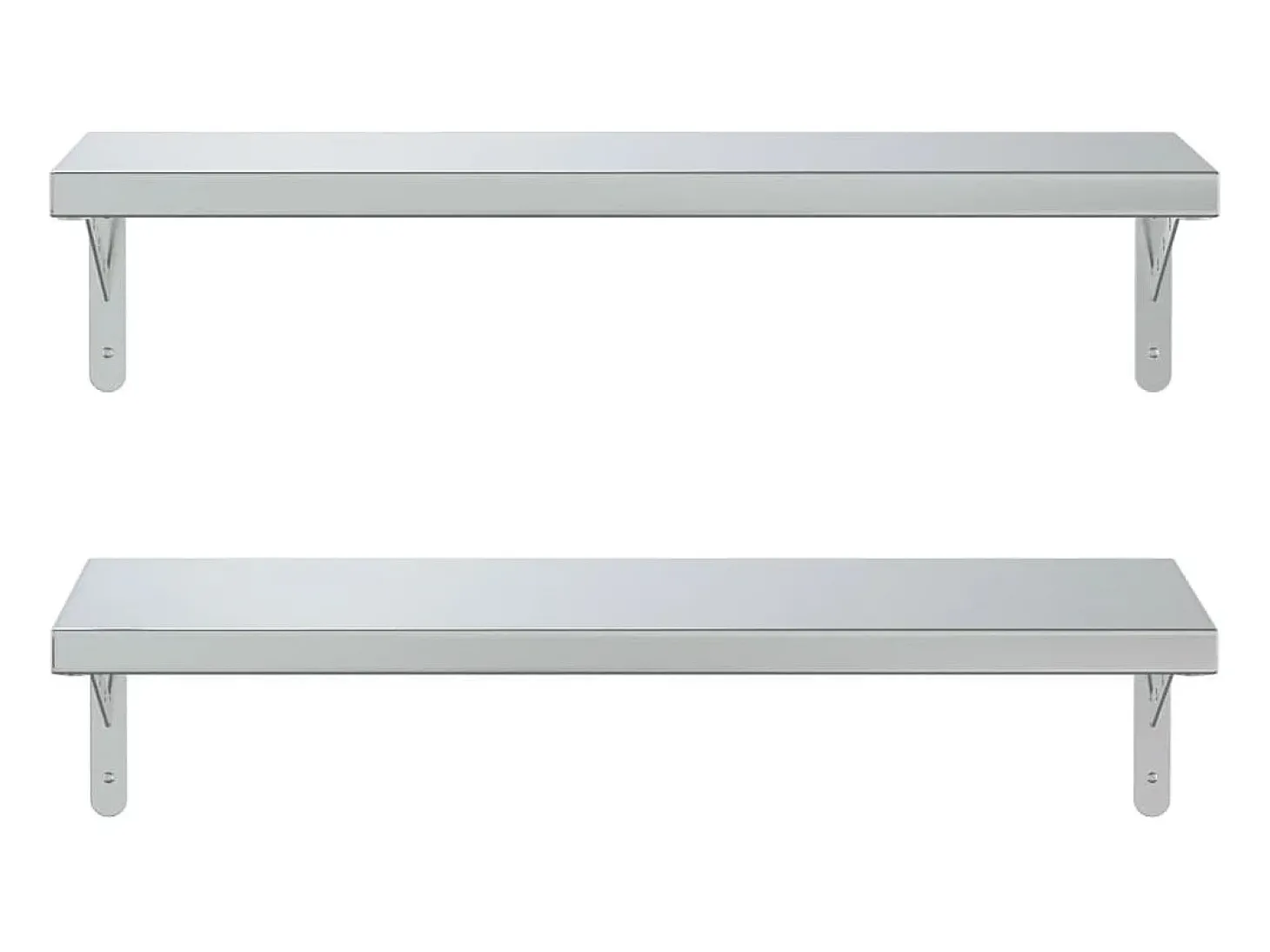 Prateleiras de parede 2 pcs 75x23,5 cm aço inoxidável prateado PT454341