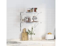 Prateleiras de parede 2 pcs 50x40 cm aço inoxidável prateado PT687770