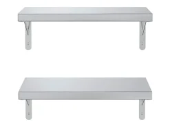Prateleiras de parede 2 pcs 50x23,5 cm aço inoxidável prateado