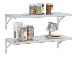 Prateleiras de parede 2 pcs 75x30 cm aço inoxidável prateado