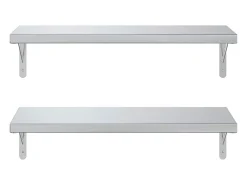 Prateleiras de parede 2 pcs 75x30 cm aço inoxidável prateado