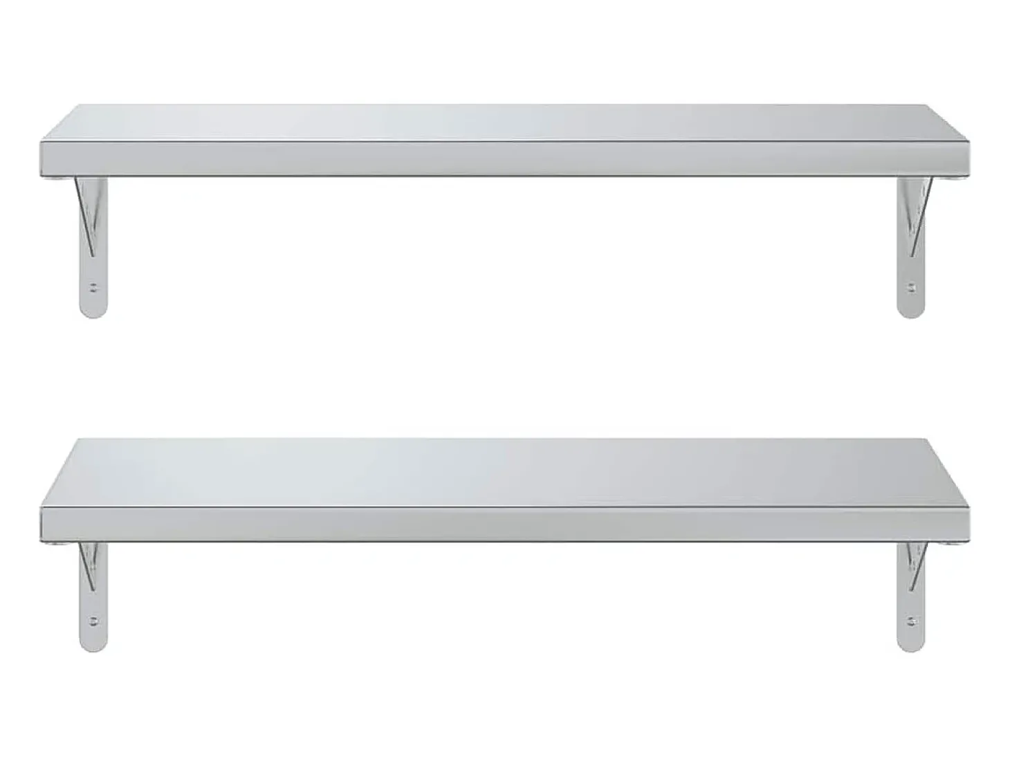 Prateleiras de parede 2 pcs 75x30 cm aço inoxidável prateado