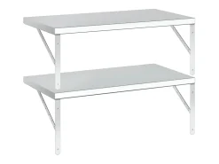 Prateleiras de parede 2 pcs 75x40 cm aço inoxidável prateado
