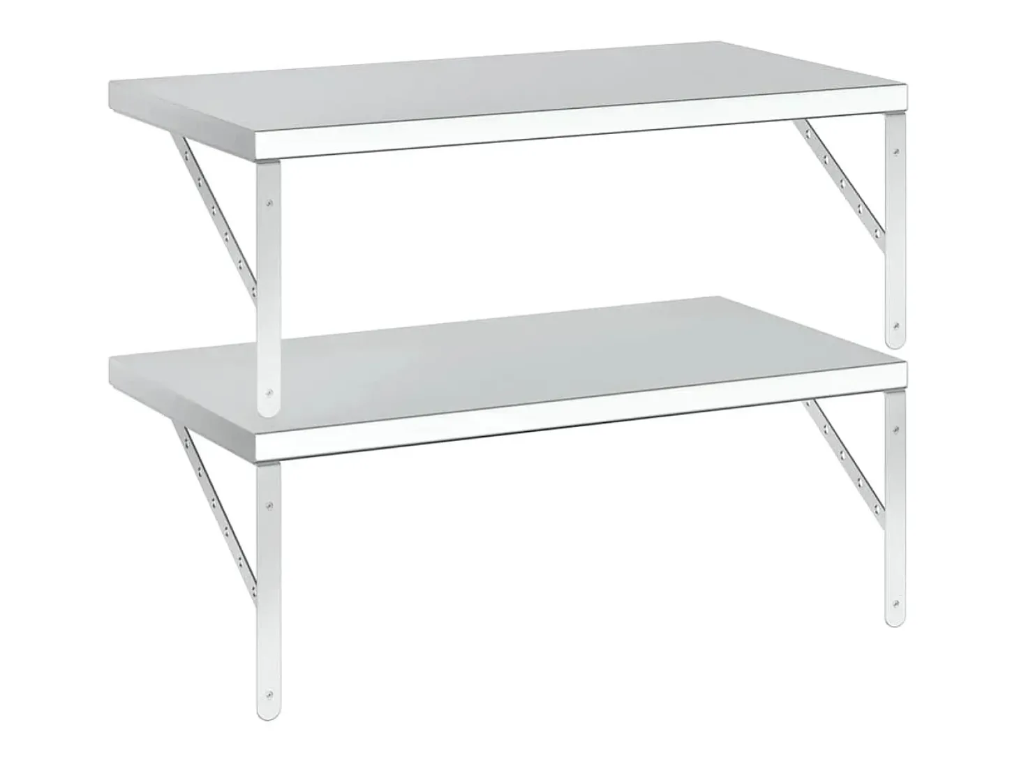 Prateleiras de parede 2 pcs 75x40 cm aço inoxidável prateado