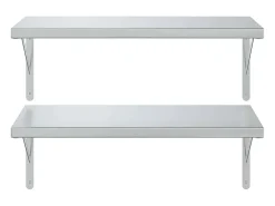 Prateleiras de parede 2 pcs 75x40 cm aço inoxidável prateado