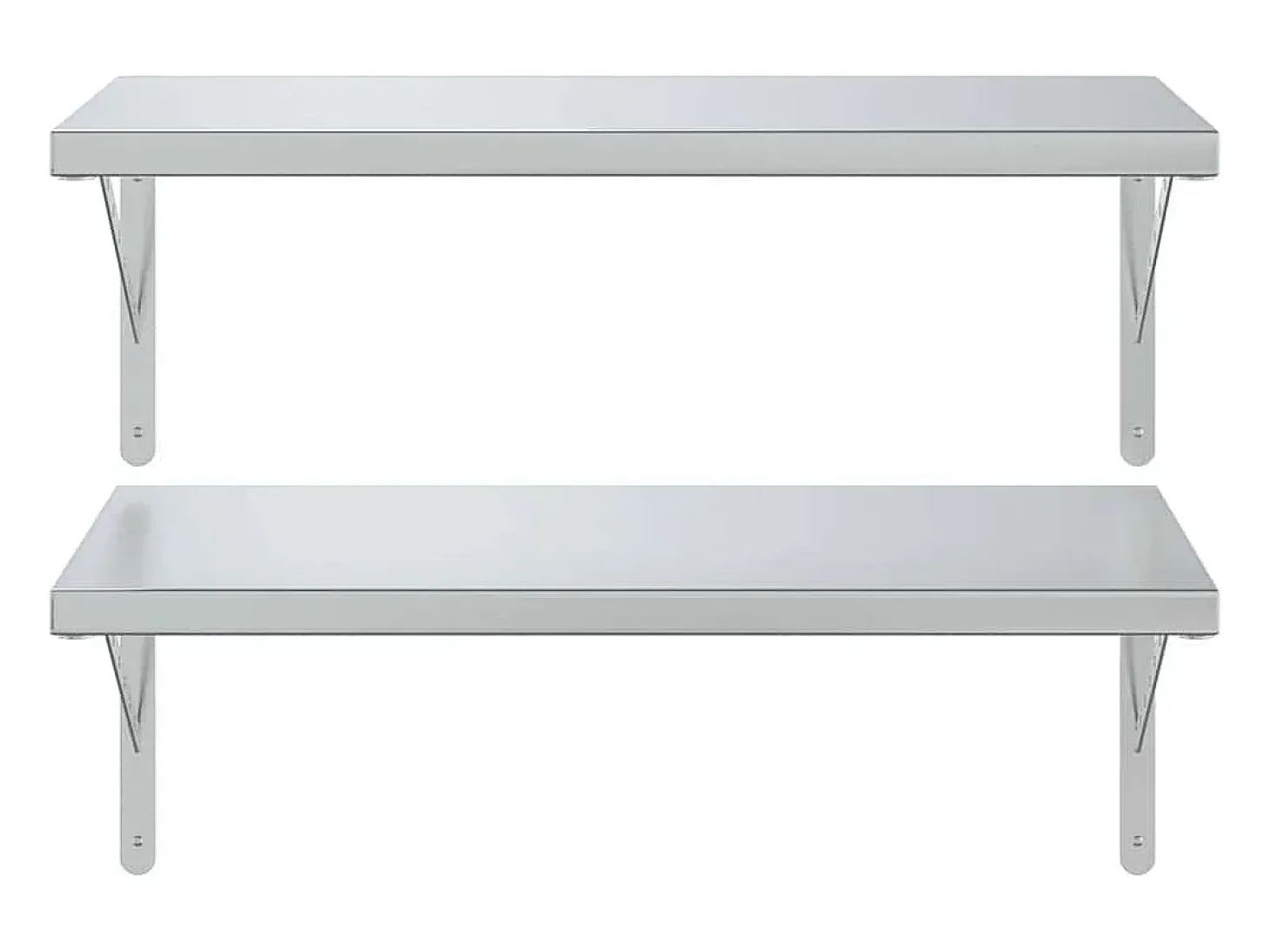 Prateleiras de parede 2 pcs 75x40 cm aço inoxidável prateado