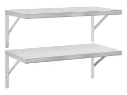 Prateleiras de parede 2 pcs 75x40 cm aço inoxidável prateado