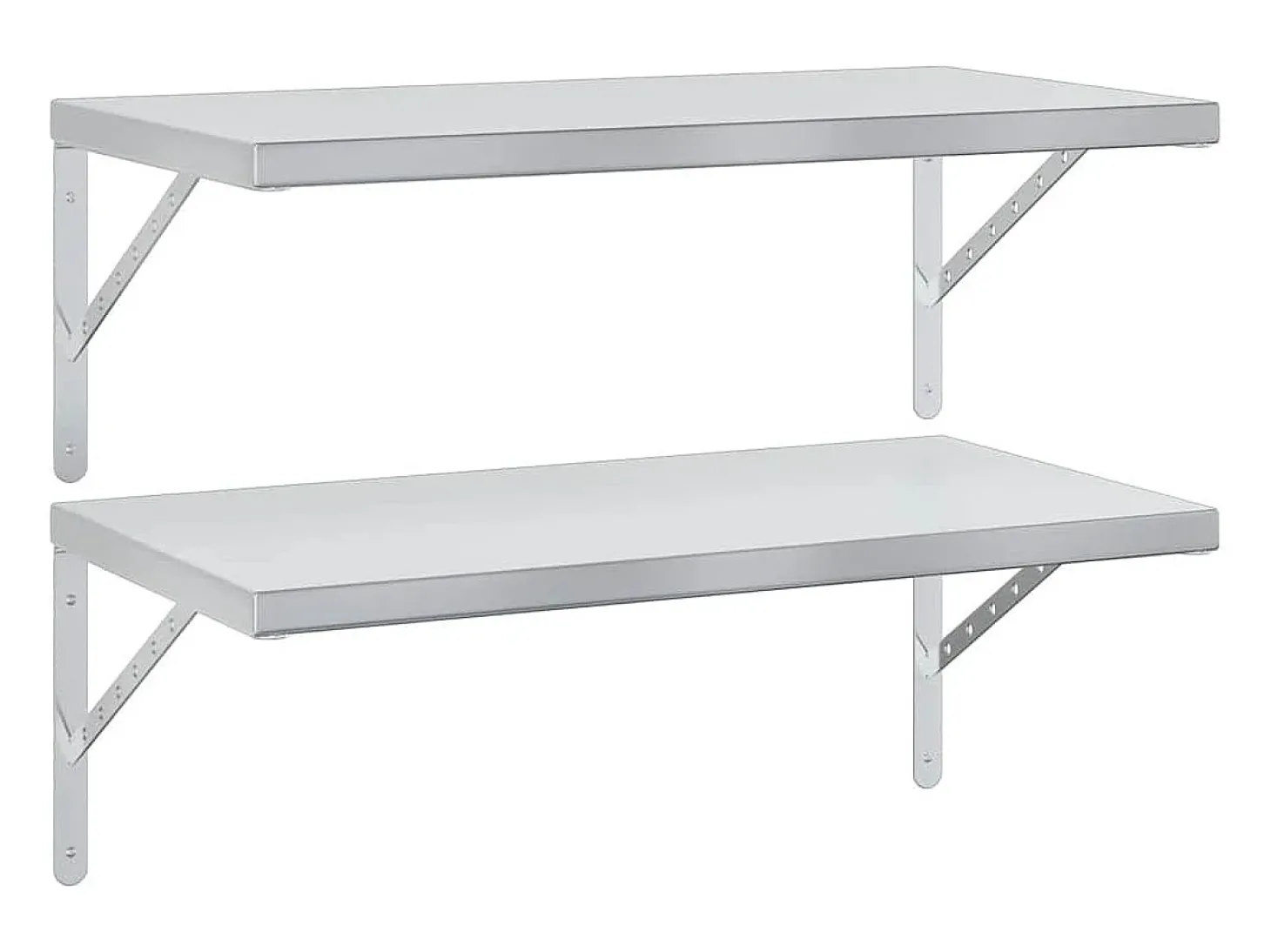 Prateleiras de parede 2 pcs 75x40 cm aço inoxidável prateado