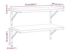 Prateleiras de parede 2 pcs 75x40 cm aço inoxidável prateado