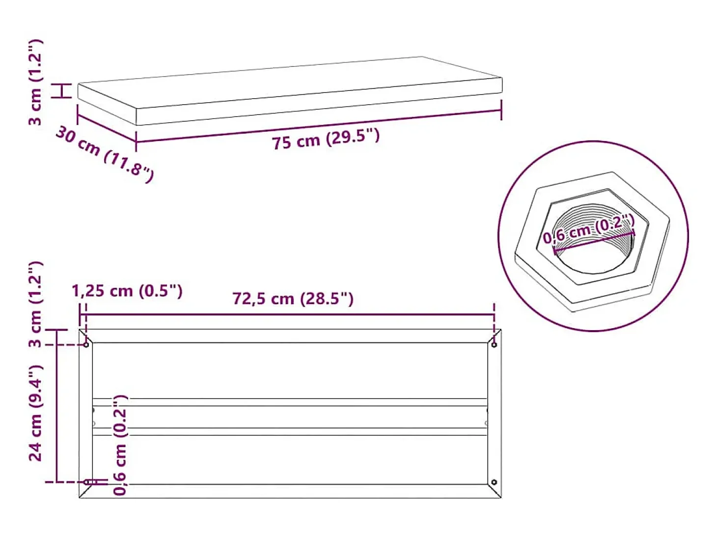 Prateleiras de parede 2 pcs 75x30x3 cm aço inoxidável prateado