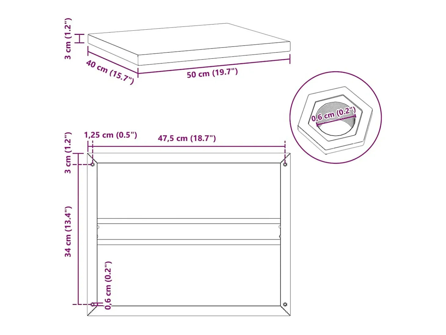 Prateleiras de parede 2 pcs 50x40x3 cm aço inoxidável prateado