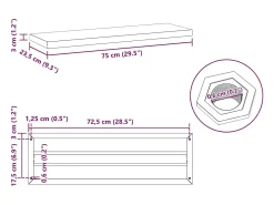 Prateleiras de parede 2 pcs 75x23,5x3cm aço inoxidável prateado