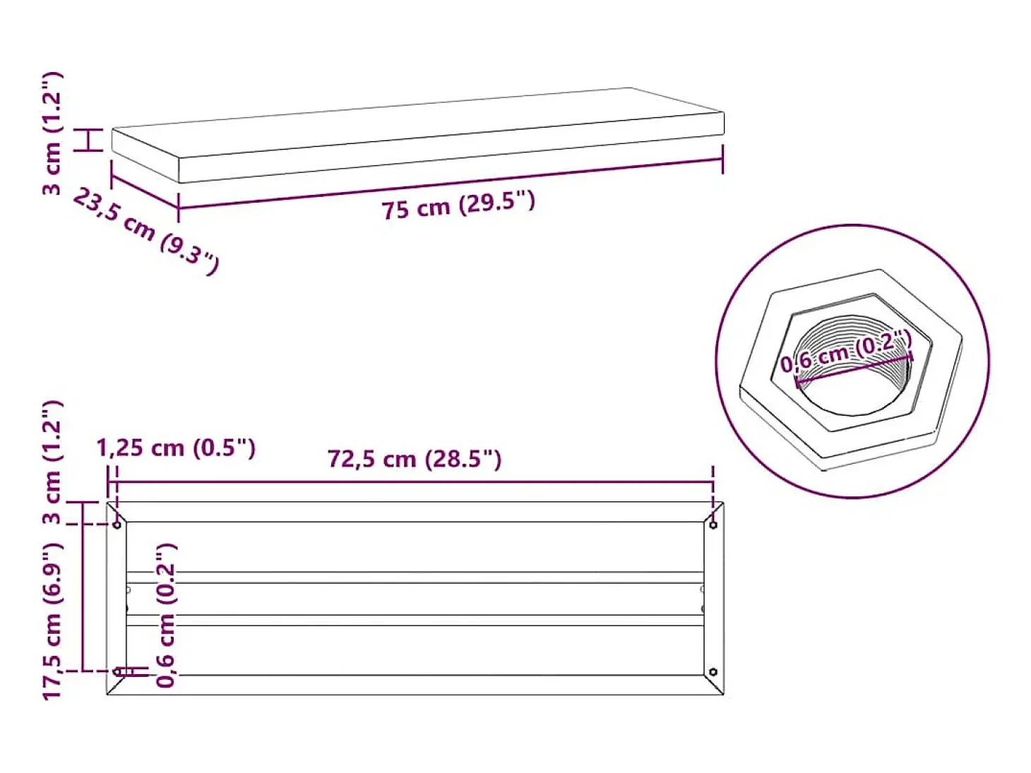 Prateleiras de parede 2 pcs 75x23,5x3cm aço inoxidável prateado