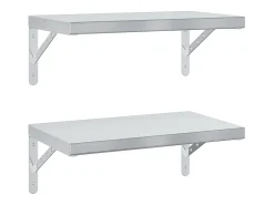 Prateleiras de parede 2 pcs 50x30 cm aço inoxidável prateado PT369568