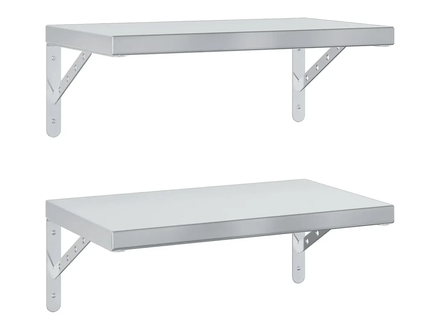 Prateleiras de parede 2 pcs 50x30 cm aço inoxidável prateado PT369568