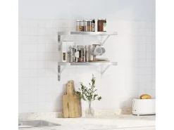 Prateleiras de parede 2 pcs 50x30 cm aço inoxidável prateado PT369568