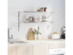 Prateleiras de parede 2 pcs 100x40 cm aço inoxidável prateado PT360421