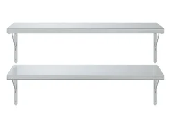 Prateleiras de parede 2 pcs 100x40 cm aço inoxidável prateado PT360421