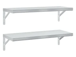 Prateleiras de parede 2 pcs 75x30 cm aço inoxidável prateado PT893984
