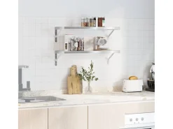 Prateleiras de parede 2 pcs 75x30 cm aço inoxidável prateado PT893984