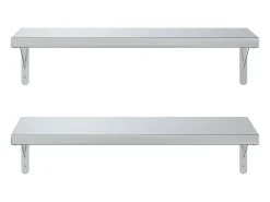 Prateleiras de parede 2 pcs 75x30 cm aço inoxidável prateado PT893984