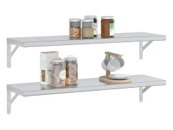 Prateleiras de parede 2 pcs 100x30x3 cm aço inoxidável prateado