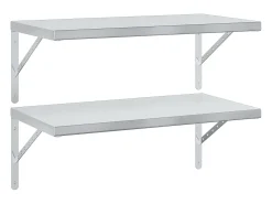 Prateleiras de parede 2 pcs 75x40 cm aço inoxidável prateado PT793688