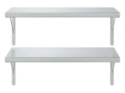 Prateleiras de parede 2 pcs 75x40 cm aço inoxidável prateado PT793688