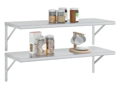 Prateleiras de parede 2 pcs 100x40 cm aço inoxidável prateado
