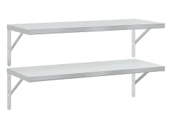 Prateleiras de parede 2 pcs 100x40 cm aço inoxidável prateado
