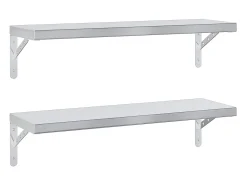 Prateleiras de parede 2 pcs 75x23,5 cm aço inoxidável prateado