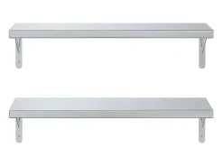 Prateleiras de parede 2 pcs 75x23,5 cm aço inoxidável prateado