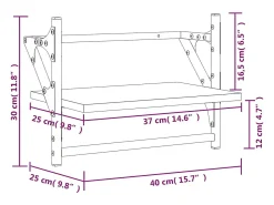 Prateleiras de parede com barras 2 pcs 40x25x30 cm preto