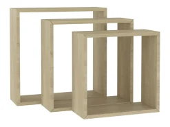 Prateleiras de parede forma de cubo 3pcs cm cor carvalho sonoma