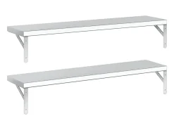 Prateleiras de parede 2pcs 100x23,5 cm aço inoxidável prateado