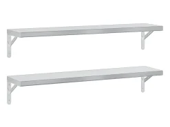 Prateleiras de parede 2pcs 100x23,5 cm aço inoxidável prateado