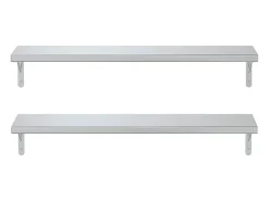 Prateleiras de parede 2pcs 100x23,5 cm aço inoxidável prateado