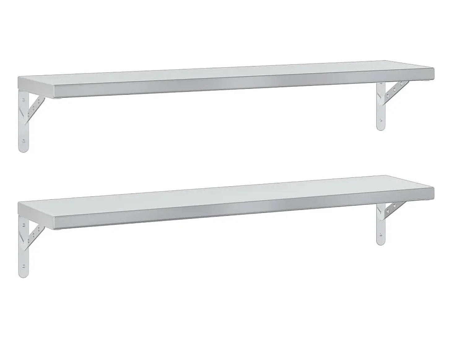 Prateleiras de parede 2pcs 100x23,5 cm aço inoxidável prateado PT759478