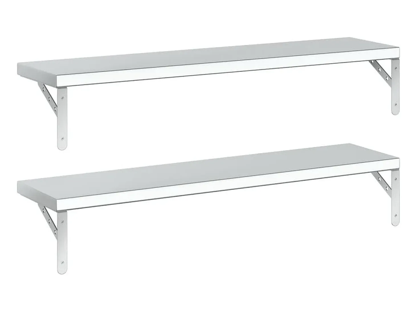 Prateleiras de parede 2pcs 100x23,5 cm aço inoxidável prateado PT759478