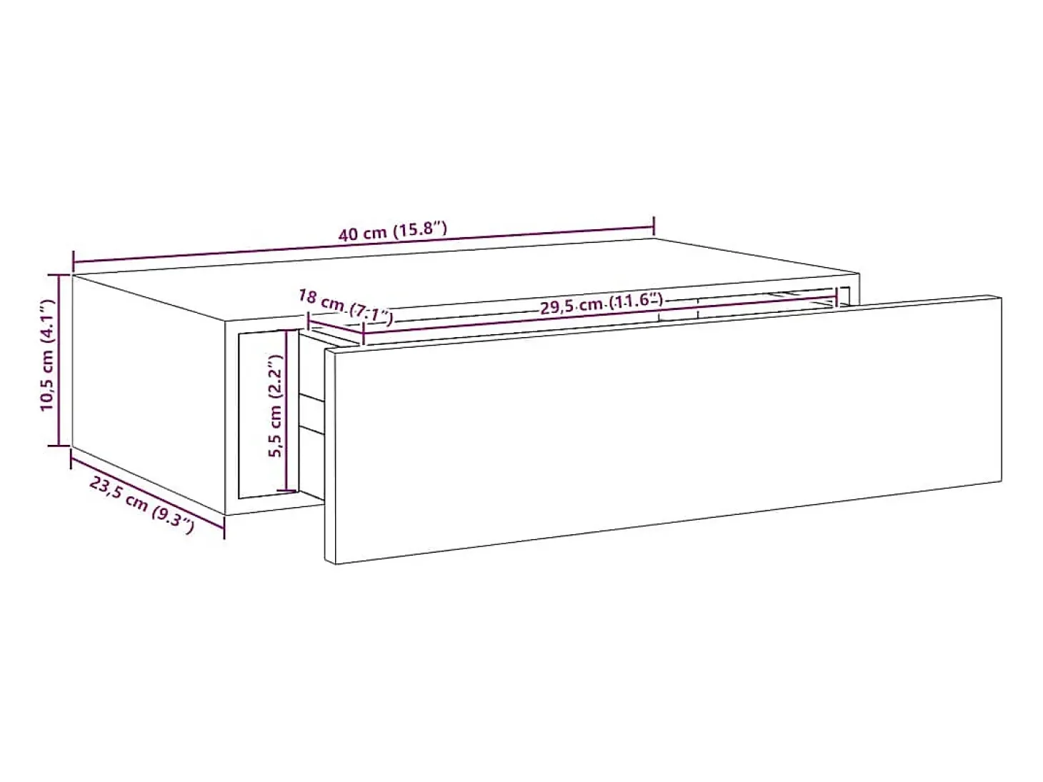 Prateleiras parede + gavetas 2pcs MDF 40x23,5x10cm carv./branco