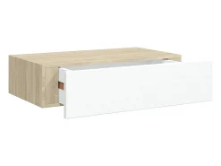 Prateleiras parede + gavetas 2pcs MDF 40x23,5x10cm carv./branco