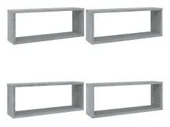Prateleiras parede 4 pcs madeira processada 60x15x23 cm cinza PT958578